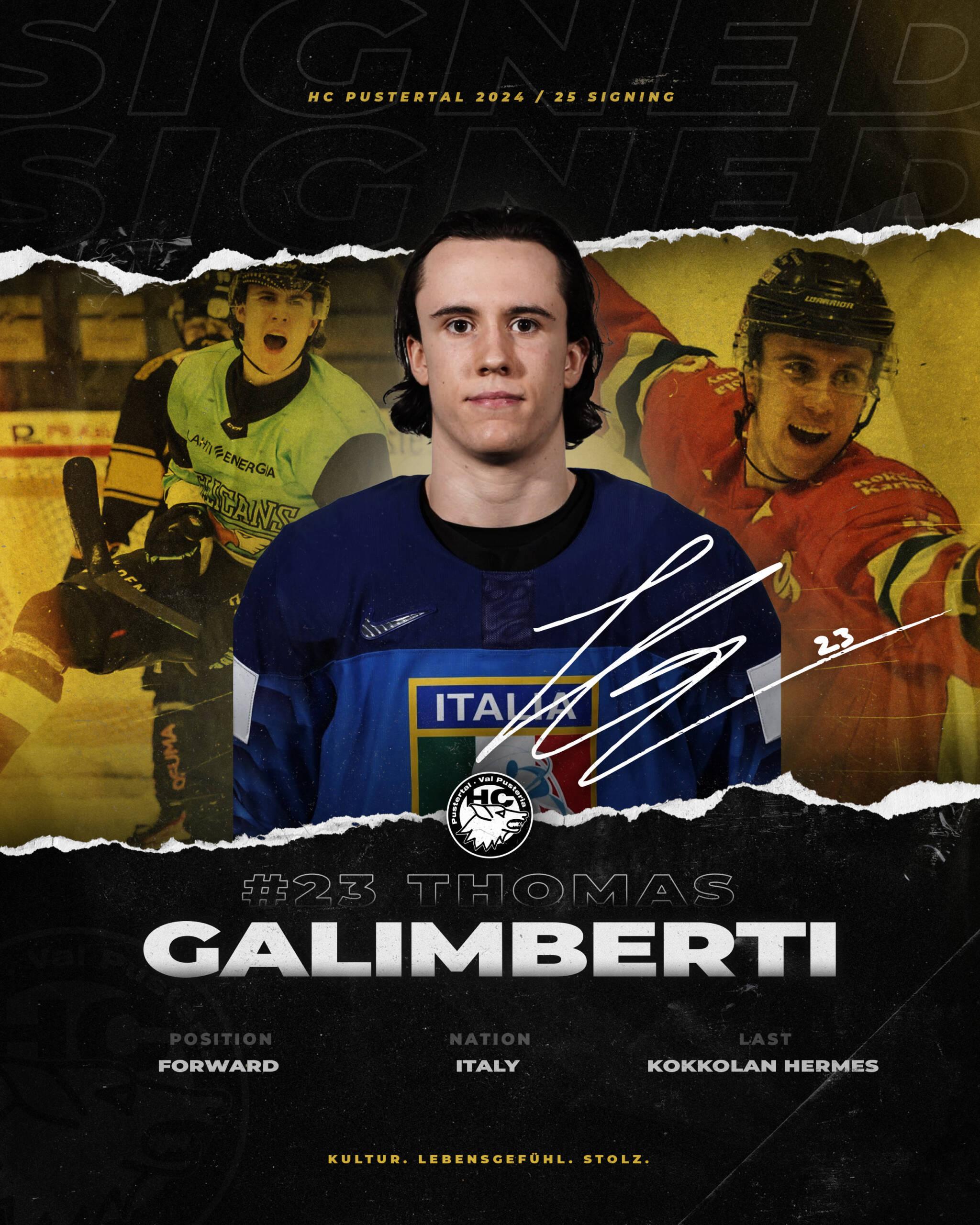 Thomas Galimberti erhält einen 2-Wege-Vertrag beim HC Pustertal