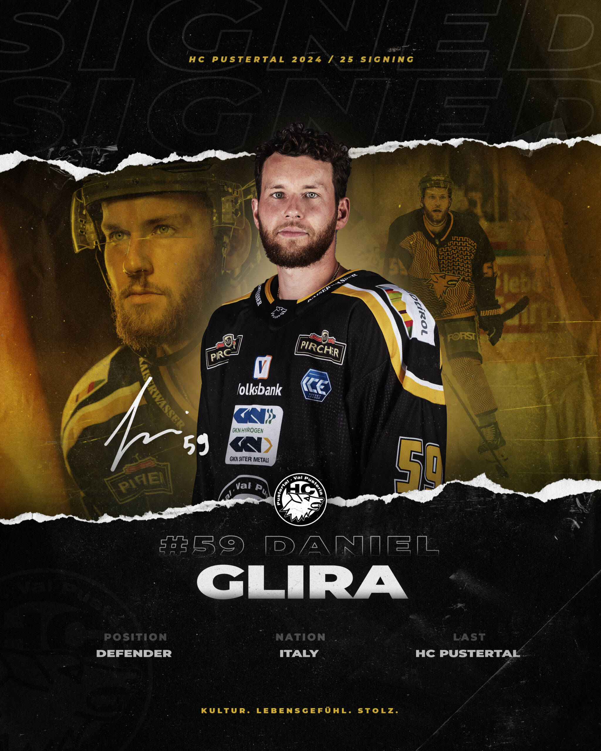 Daniel Glira verlängert seinen Vertrag beim HC Pustertal
